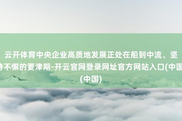 云开体育中央企业高质地发展正处在船到中流、坚持不懈的要津期-开云官网登录网址官方网站入口(中国)