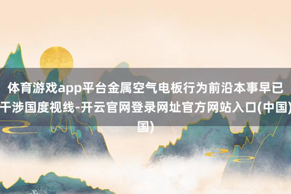 体育游戏app平台金属空气电板行为前沿本事早已干涉国度视线-开云官网登录网址官方网站入口(中国)